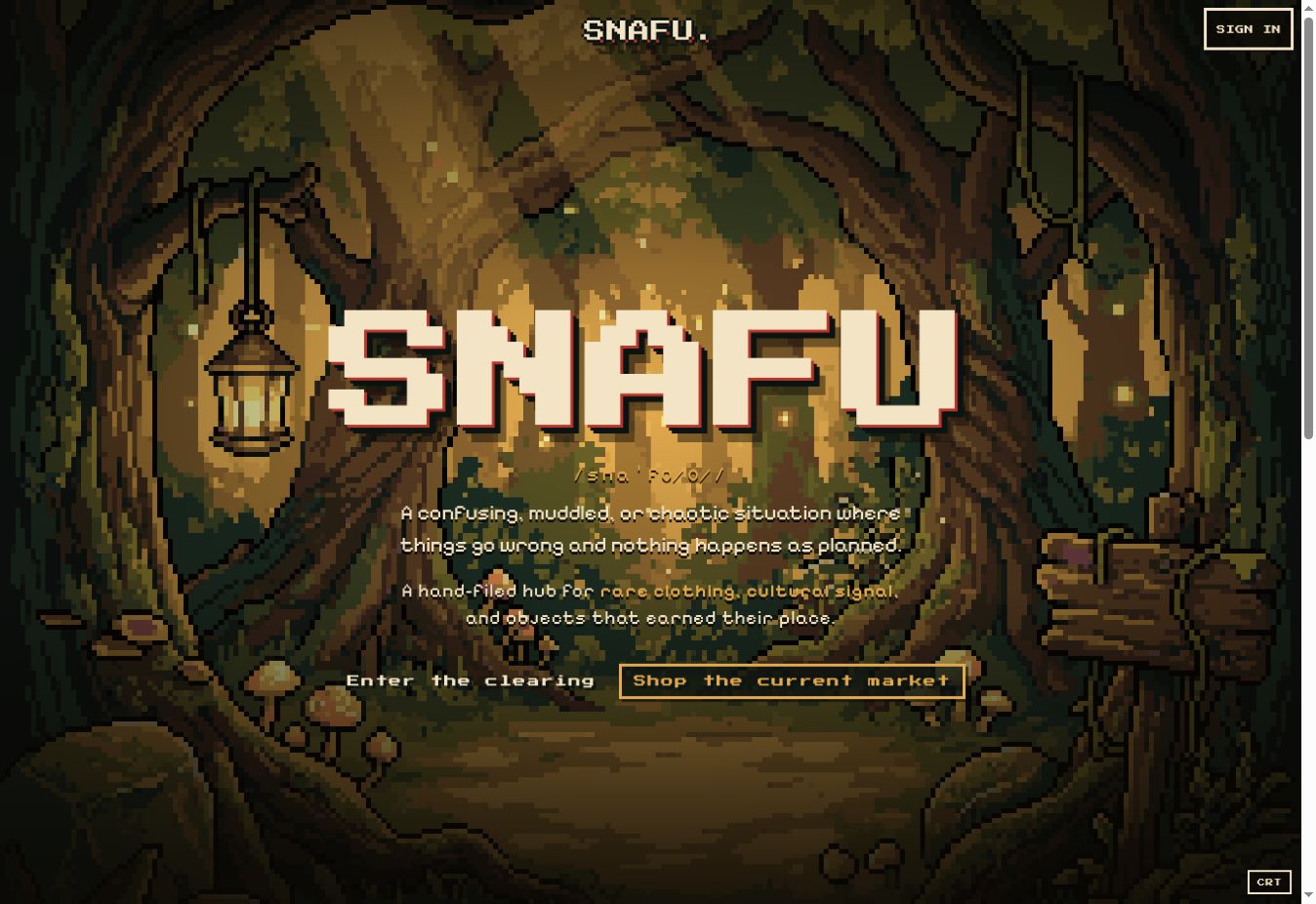 SNAFU’s pixel forest entrance
